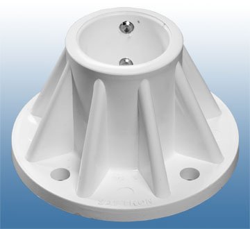 ONE Saftron SB-3 Beige Surface-Mount Base To surface-mount any standard 19 OD inground pool Ladder to concrete or wood decks Mounting hardware included Dimensions 3 High x 52 Diameter with 19 opening An easier and less expensive installation