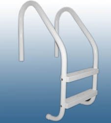 Rust Proof P-324-L2 Residential Inground White Two-Step Swimming Pool Ladder 44 Tall x 24 Wide Includes Matching Escutcheons Shipping