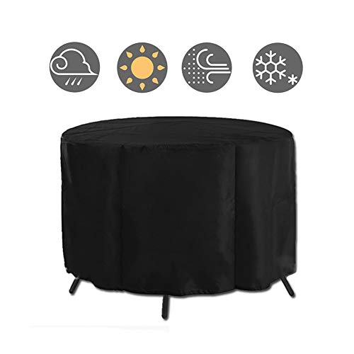 LISAWEI Circular Patio Furniture Cover Dust-Proof Waterproof Outdoor Garden Round Table Outdoor Swimming Pool Protection Black Size  185x110cm