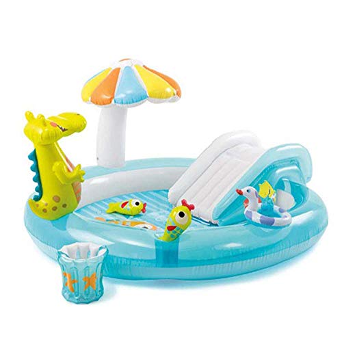FXQIN Inflatable Swimming Pool Slide Crocodile Slide Spray Water Inflatable Sprinkler Toys Baby Sand Pool Marine Ball Pool Easy to Set Up