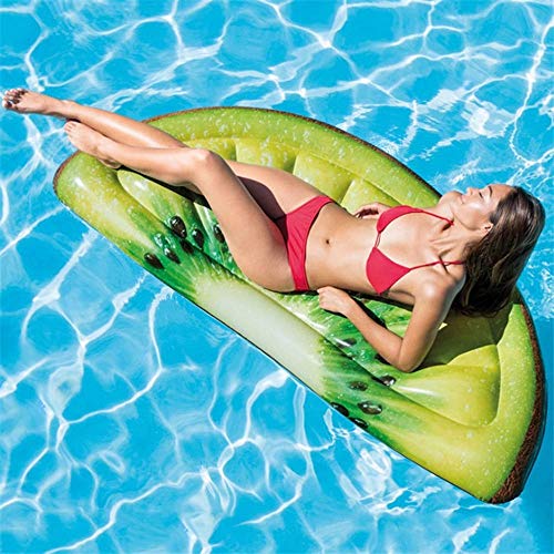 Sienna Elegent Water Inflatable Kiwi Fruit Floating Row Adult Water Toy Recliner Floating Bed Sofa Beach Seaside Pool Chair 178cmX85cm Cute