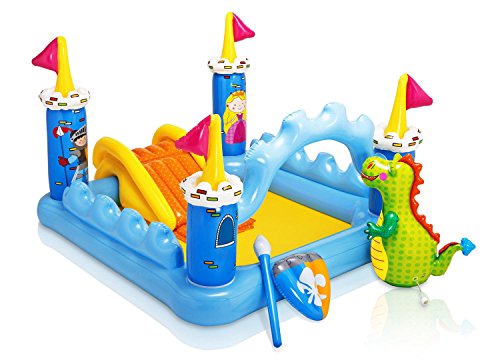 WALLER PAA Kids Inflatable Backyard Fantasy Castle Water Slide Play Park Pool Center