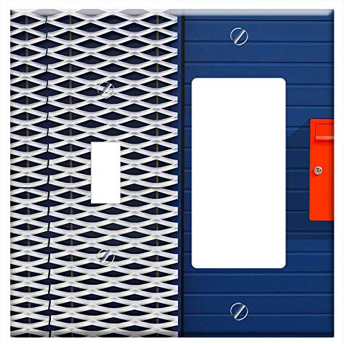 1-Toggle 1-RockerGFCI Combination Wall Plate Cover - Expanded Metal Mailbox Building Blue Architec