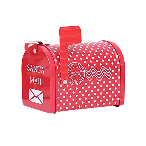 BLagenertJ Christmas Candy Box Metal Mailbox Shape Gift Bag Box Candy Cookie Box for Christmas Party Home Decoration Polka Dot
