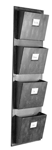 Linon 4 Slot Hanging Metal Mailbox 145 W x 4 D x 46 H Gray