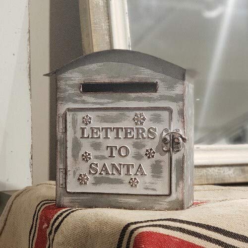 VIPSSCI Letters to Santa Metal Mailbox with Lockable Door and Mail Slot Christmas Holiday Decor Tabletop Letter Box
