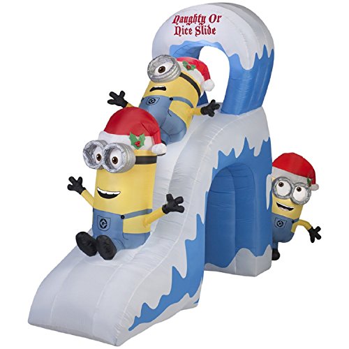 Airblown Inflatable - Minions Naughty Or Nice Slide With Kevin Stuart And Bob - 10 Feet Wide