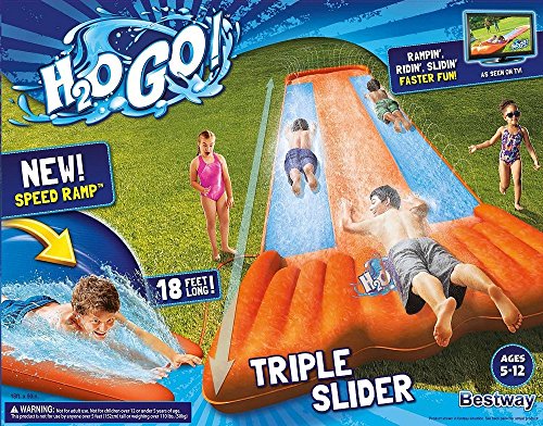 Inflatable Triple Water Slide Outdoor Kids Play Backyard Pool Big Splash Spit