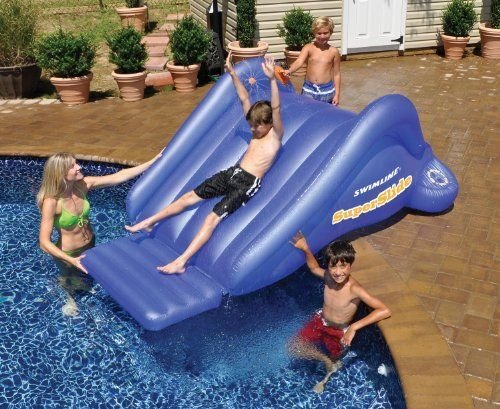 New Shop Swimline Super Water Slide Kids Inflatable Swimming Pool Game 99-inchx68-inchx4