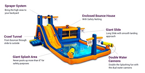 Outdoor Inflatable Water Slide Bounce House 2 Canons Bouncer Crawl Tunnel Double Quadruple Stitching Inflates