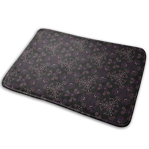 FTRGRAFE Brown White Floral Pattern Home Door Mat Super Absorbent Slide-Proof Front Floor MatSoft Coral Memory Foam Carpet Bathroom Rubber Entrance Rugs for Indoor Outdoor