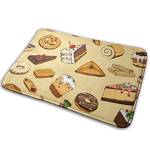 FTRGRAFE Cartoon Sweet Pastries Home Door Mat Super Absorbent Slide-Proof Front Floor MatSoft Coral Memory Foam Carpet Bathroom Rubber Entrance Rugs for Indoor Outdoor