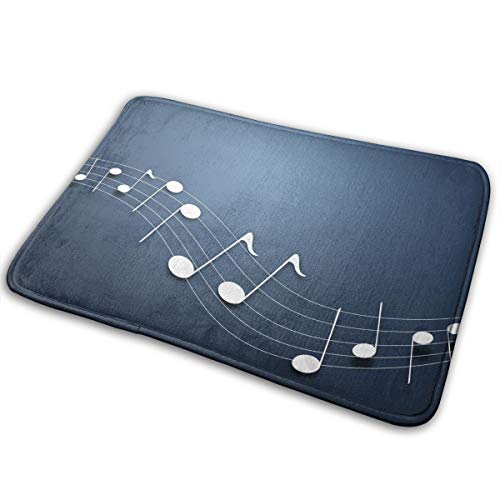 FTRGRAFE Musical Notes Blue Background Home Door Mat Super Absorbent Slide-Proof Front Floor MatSoft Coral Memory Foam Carpet Bathroom Rubber Entrance Rugs Indoor Outdoor