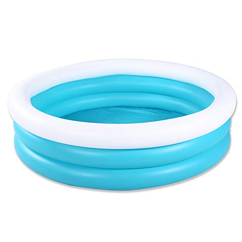 HIWENA Inflatable Kiddie Pool 5ft Durable Kids Pool Blue White Baby Pool