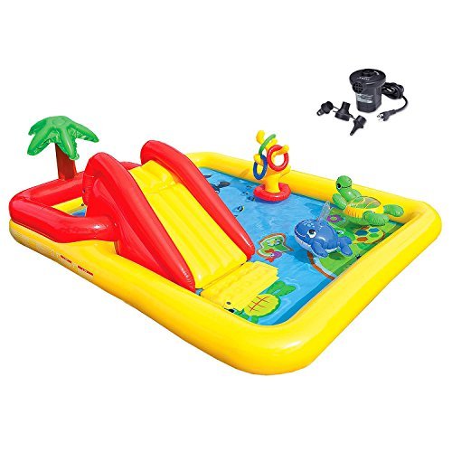Intex Ocean Play Center Kids Inflatable Wading Pool  Quick Fill Air Pump