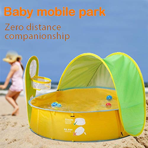 CapsA Baby Beach Tent Toddlers Pool Tents Pop Up Portable Toys Sun shelter UV Protection Shade for Infant Travel Pool Tent for Indoor and Outdoor Yellow