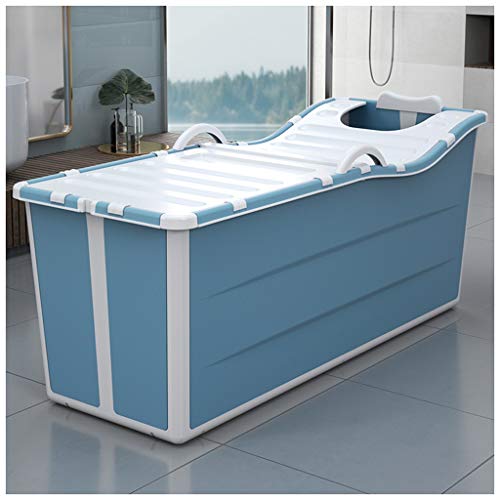 LHHL Adult Bathtub Portable Folding Bathtub Children Swimming Pool Large Freestanding Bathtub Bath Bucket for Adult With Cover Long Insulation Time Color  Blue Size  136x54x516cm