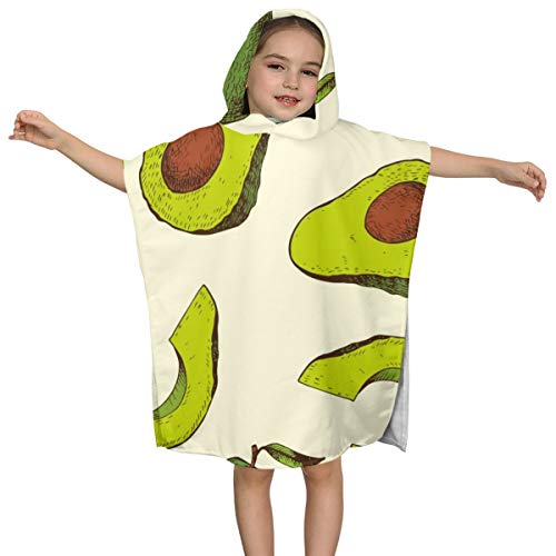 Zul Kids Towel with Hooded Girls Boys Pool Swim Coverup Children Bath Beach Cartoon Avocado Pattern