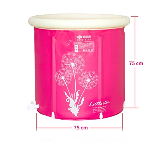 AJZGF Pink Folding Adult tub for Soaking and Childrens Pool Portable and Easy to Move Bathtub Size  75cm