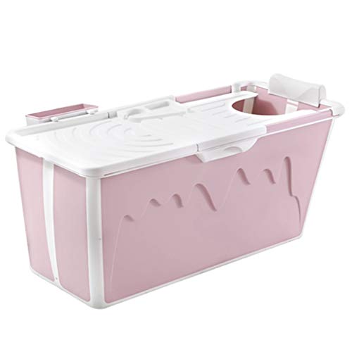 LHHL Portable Foldable Bathtub Adult Large Plastic Bath Tub With Lid Home Full Body Childrens Pool Baby Tub Thickened For Adults And Children Color  Pink Size  120X53X53CM