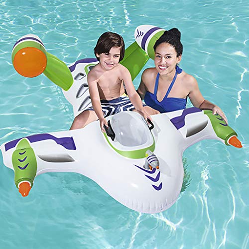 Pool Floats for Children Toy Story Rider Plane Fighter Pool Toys for Kids Boys Girls Inflatable Ride-On Plane Swim Float Ins Pool Floats