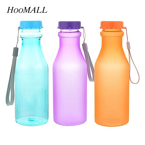 Fiesta Hoomall 550ml Portable Plastic Sports Water Bottles Kitchen Kids Unbreakable Leak-Proof Yoga Gym Fitness Drinkware for Outdoor 550ml Frost Red