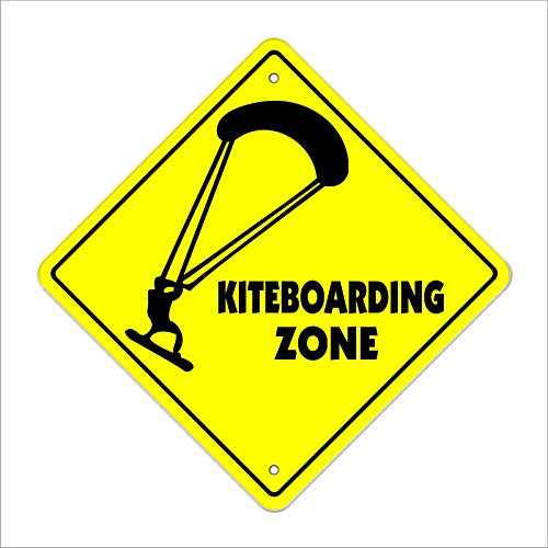 Kiteboarding Crossing Sign Zone Xing Sport Water Sports Sailing Sail Kite Metal Novelty Sign 12x12
