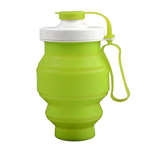 Voberry- Water Bottle Outdoor Sport Folding Cup Silicone Collapsible Water Kettle Cup Green