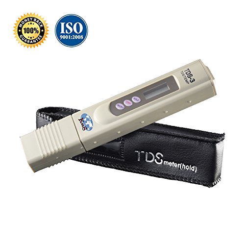 TDS Meter 3 - Digital Water Quality Tester With Temperature Leather Carrying Case - A Reliable TDS 3 Meter Inline For Testing Water Quality 0 - 9990ppm TDS Measure Range 1ppm Resolution