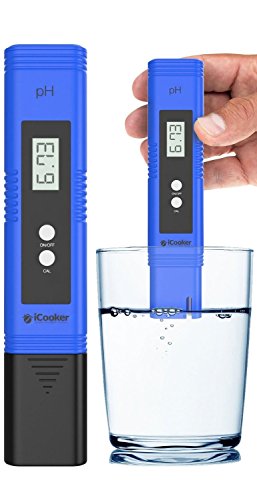 iCooker Digital Ph Meter For Water Testing 3 FREE Buffer Powder Mixture Included Pen Tester with Auto Calibration Button Best Water Test Kit Aquarium Pool Hydroponic Measurement Range Tool