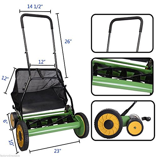 FCH 20 Height Adjustable Hand Push Reel Lawn Mower Grass Catcher