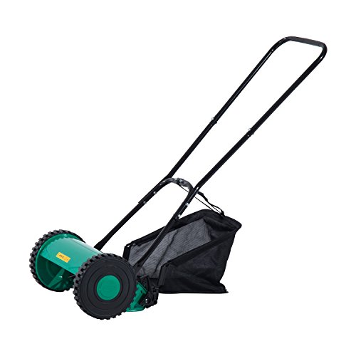 Outsunny 12 Inch 5 Blade Push Lawn Mower with Grass Catcher - GreenBlack