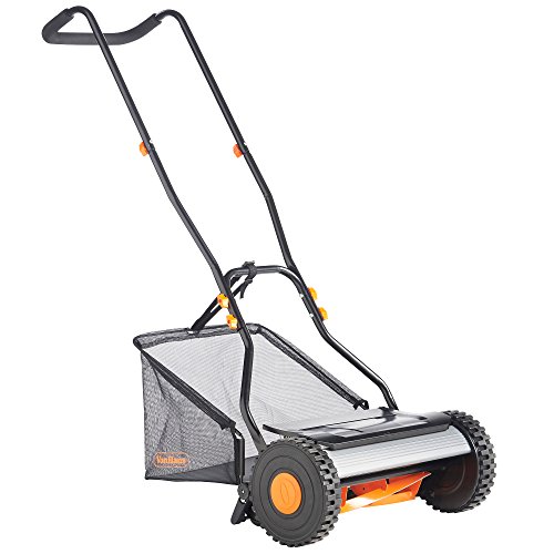 VonHaus 15 Reel Mower - Manual Hand Push Lawn Mower with 23L Detachable Grass Catcher Bag