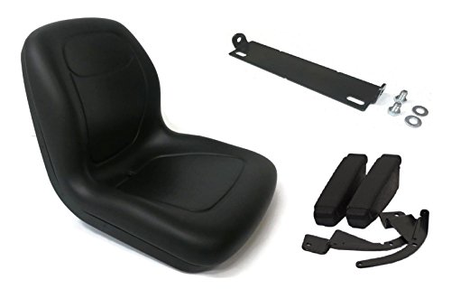The ROP Shop Black High Back Seat with Pivot Rod Arm Rests for John Deere 445 455 SST16 SST18