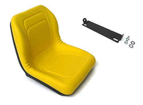 The ROP Shop Yellow High Back Seat with Pivot Rod Bracket for John Deere 445 455 G100 SST16 SST18