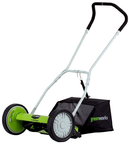 Greenworks 16-Inch Reel Lawn Mower with Grass Catcher 25052