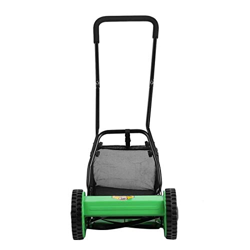 KM Mart 5 Blades Hand Push Lawn Mower Courtyard Home Reel Mower Manual Craftsman Walk Behind Lawn Mower Grass Catcher