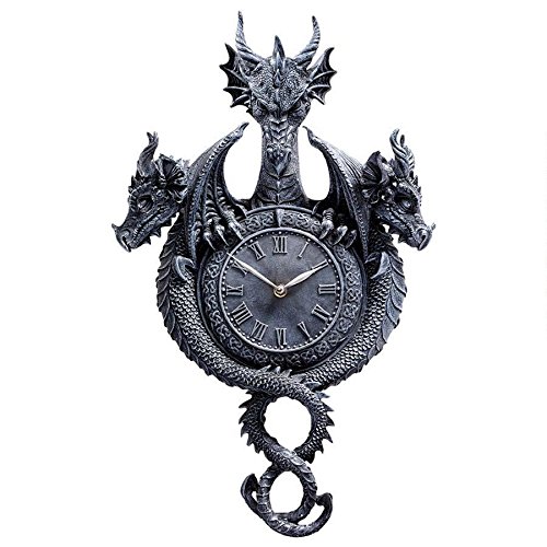 Design Toscano Past Present Future Sculptural Dragon Halloween Wall Clock
