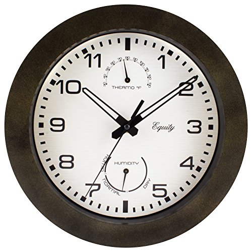 Equity by La Crosse 29005 Outdoor Thermometer and Humidity Wall Clock 10 Brown
