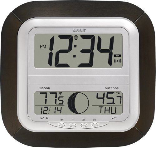 La Crosse Technology Ws-8418u-it Atomic Digital Wall Clock With Moon Phase