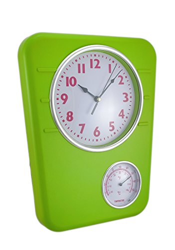 Lime Green Wall Clock With Temperature Display