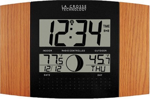 La Crosse Technology Ws-8117u-it-oak Atomic Wall Clock With Outdoor Temperature