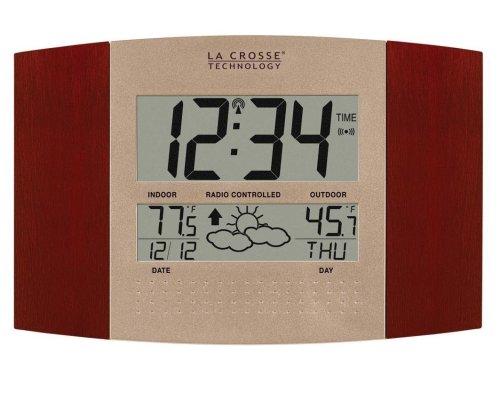 La Crosse Technology Ws-8157u-ch-it Atomic Clock With Outdoor Temperature And Weather Forecast