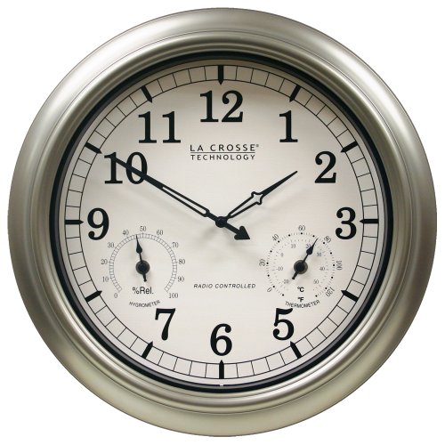La Crosse Technology Wt-3181pl-int 18 Inch Atomic Outdoor Clock With Temperatureamp Humidity