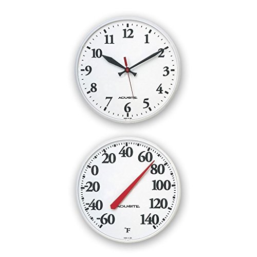 Outdoor White Clock and Thermometer Combo Set