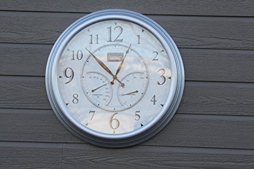 Pebble Lane Living 24" Outdoor Atomic Clock - Pewter