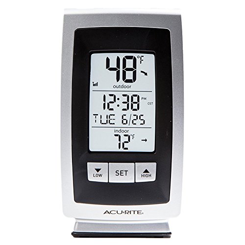 Acurite Digital Indooroutdoor Thermometer With Intelli-time Clock silvergray