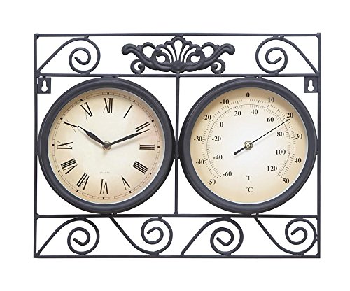 Deco 79 35417 Metal Outdoor Clock Thermometer 17 by 14-Inch