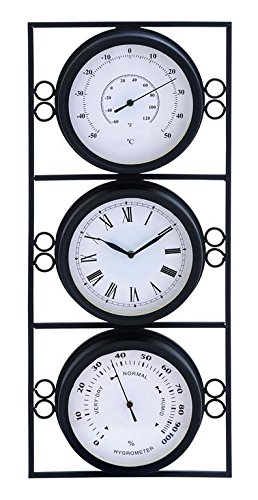 Deco 79 35418 Metal Outdoor Clock Thermometer 11 by 26-Inch