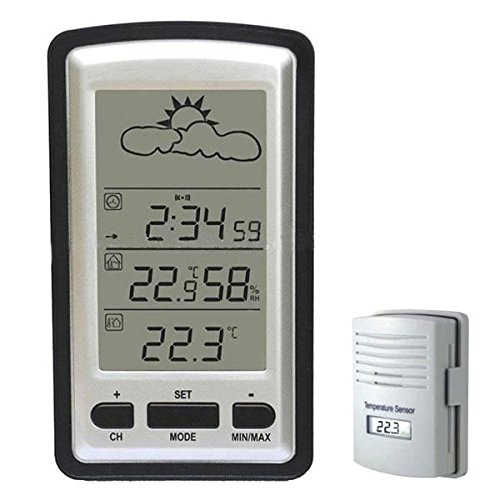 Hopcentury Digital Lcd Wireless Weather Station Barometer Indoor  Outdoor Remote Thermometer Sensor Alarm Clock
